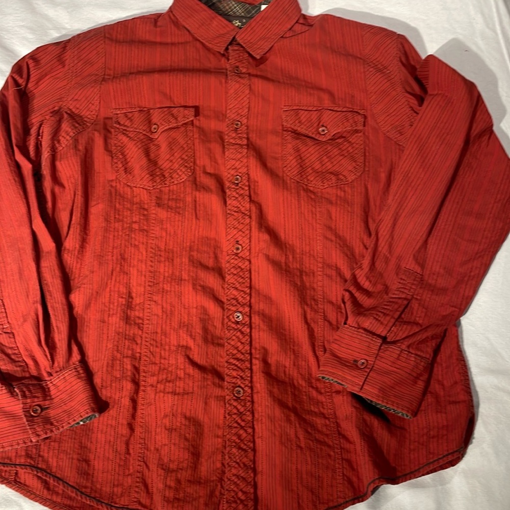 ♠️ 3/20 Perry Ellis America Men’s Button Down Casual Shirt Orange Size XL